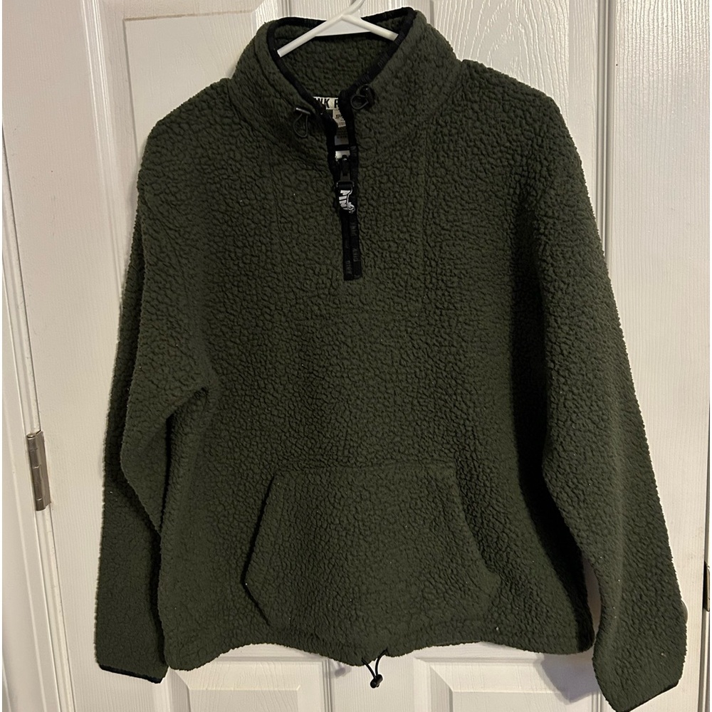 PINK Dark Green Pullover Quarter-zip